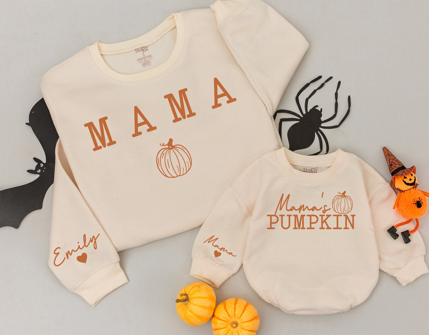 Mama's Pumpkin Matching Sweatshirts Emily & Mama Fall Mommy and Me Cozy Family Outfits Autumn Vibes Thanksgiving Gifts