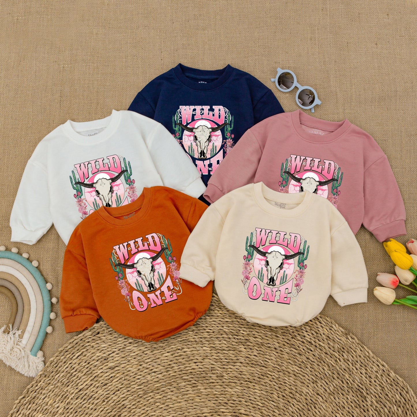 Retro Pink Cowgirl Romper: First Rodeo Birthday Baby Outfit