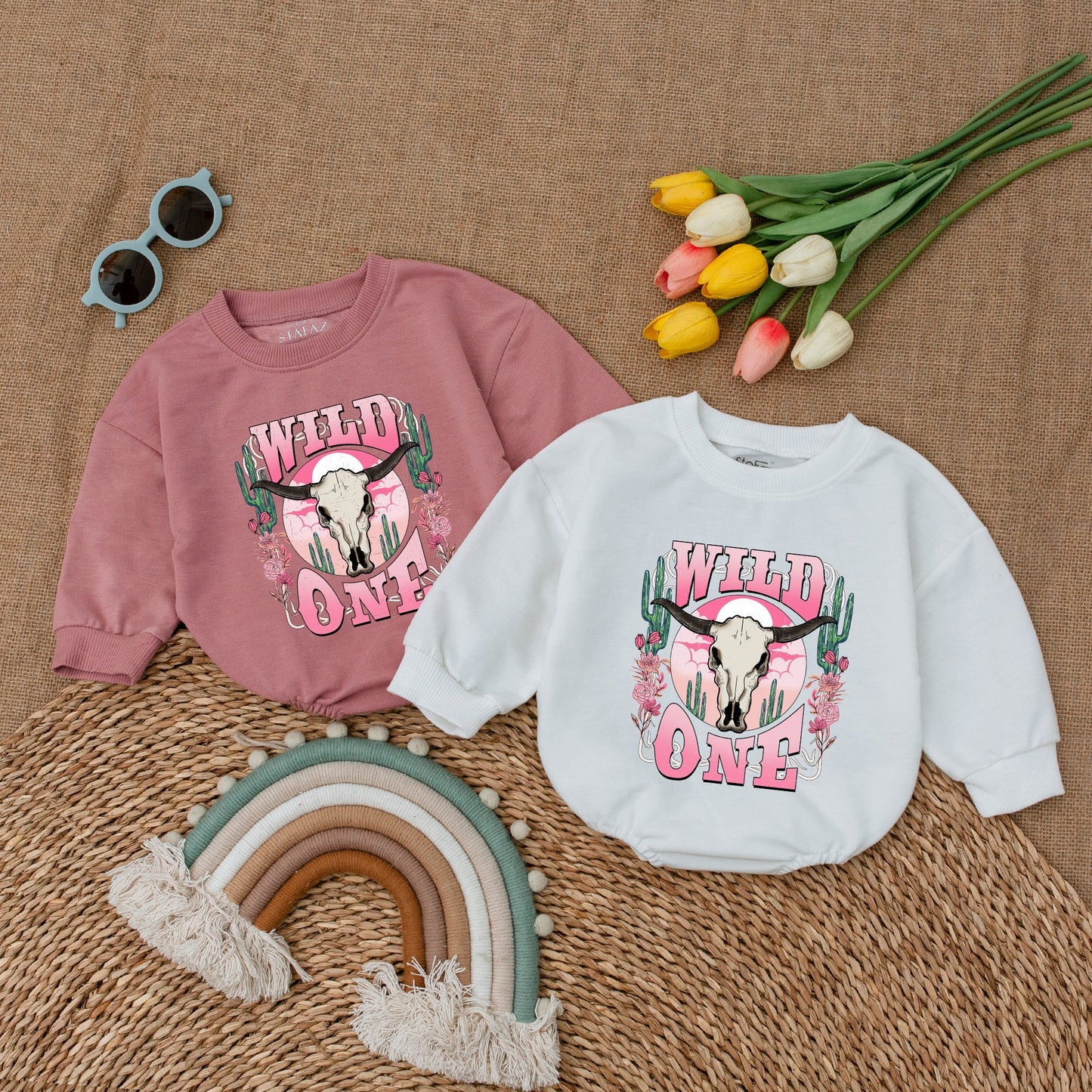 Retro Pink Cowgirl Romper: First Rodeo Birthday Baby Outfit