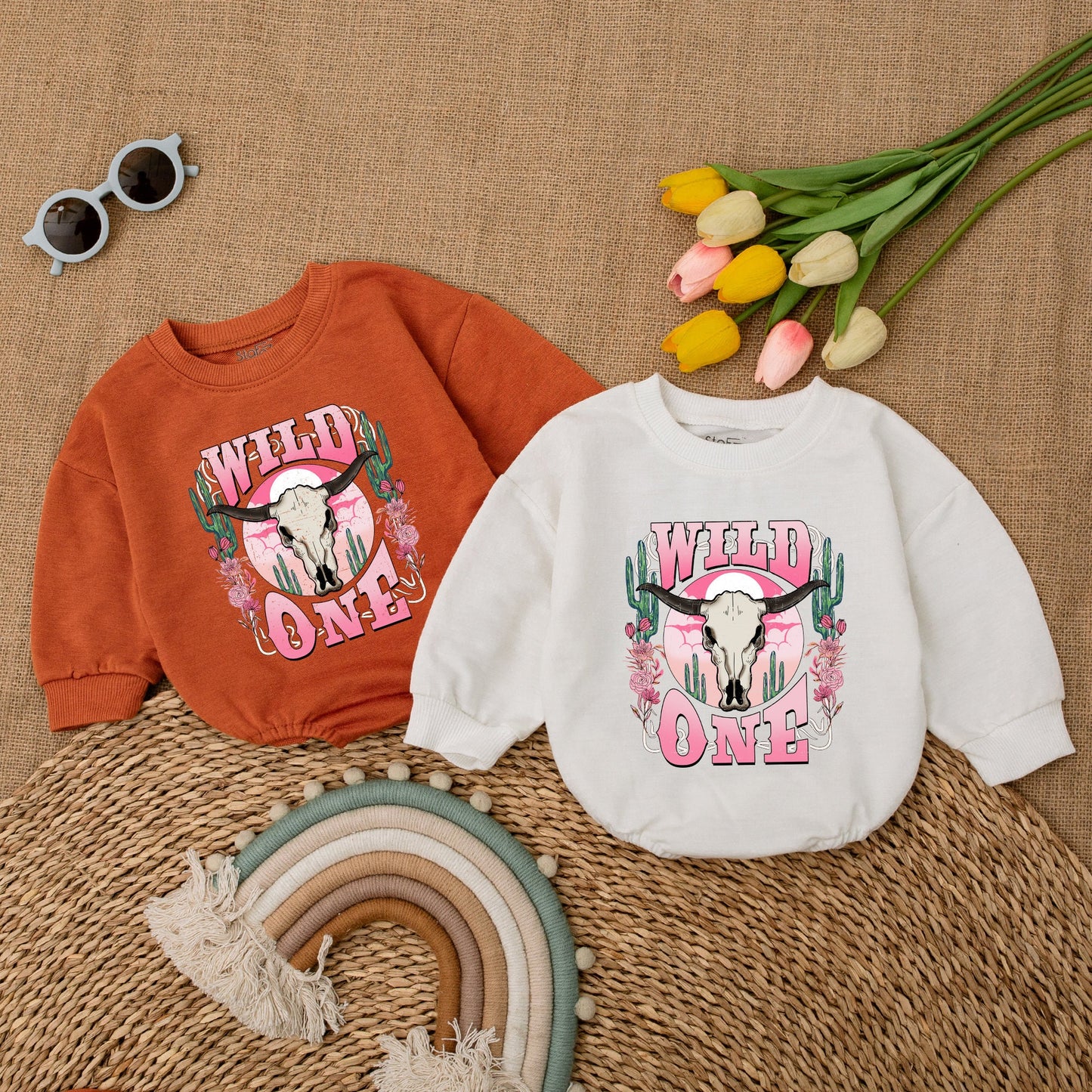 Retro Pink Cowgirl Romper: First Rodeo Birthday Baby Outfit