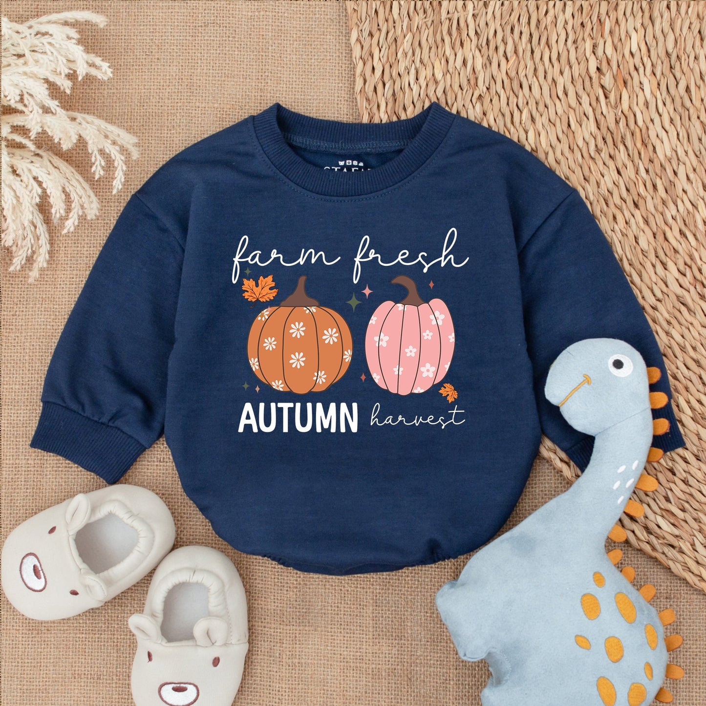 Pumpkin Patch Baby Romper - Fall Thanksgiving Infant Outfit