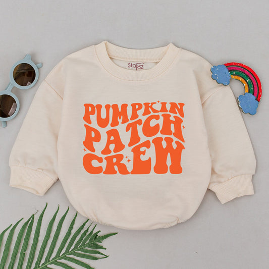 Pumpkin Patch Crew Romper Baby Girl Fall Outfit Newborn Gift Halloween Bodysuit Pumpkin Spice Retro Vintage Design