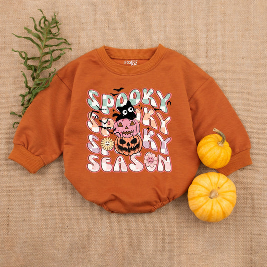 Halloween Baby Romper - Spooky Cat Bodysuit for Baby's First Halloween