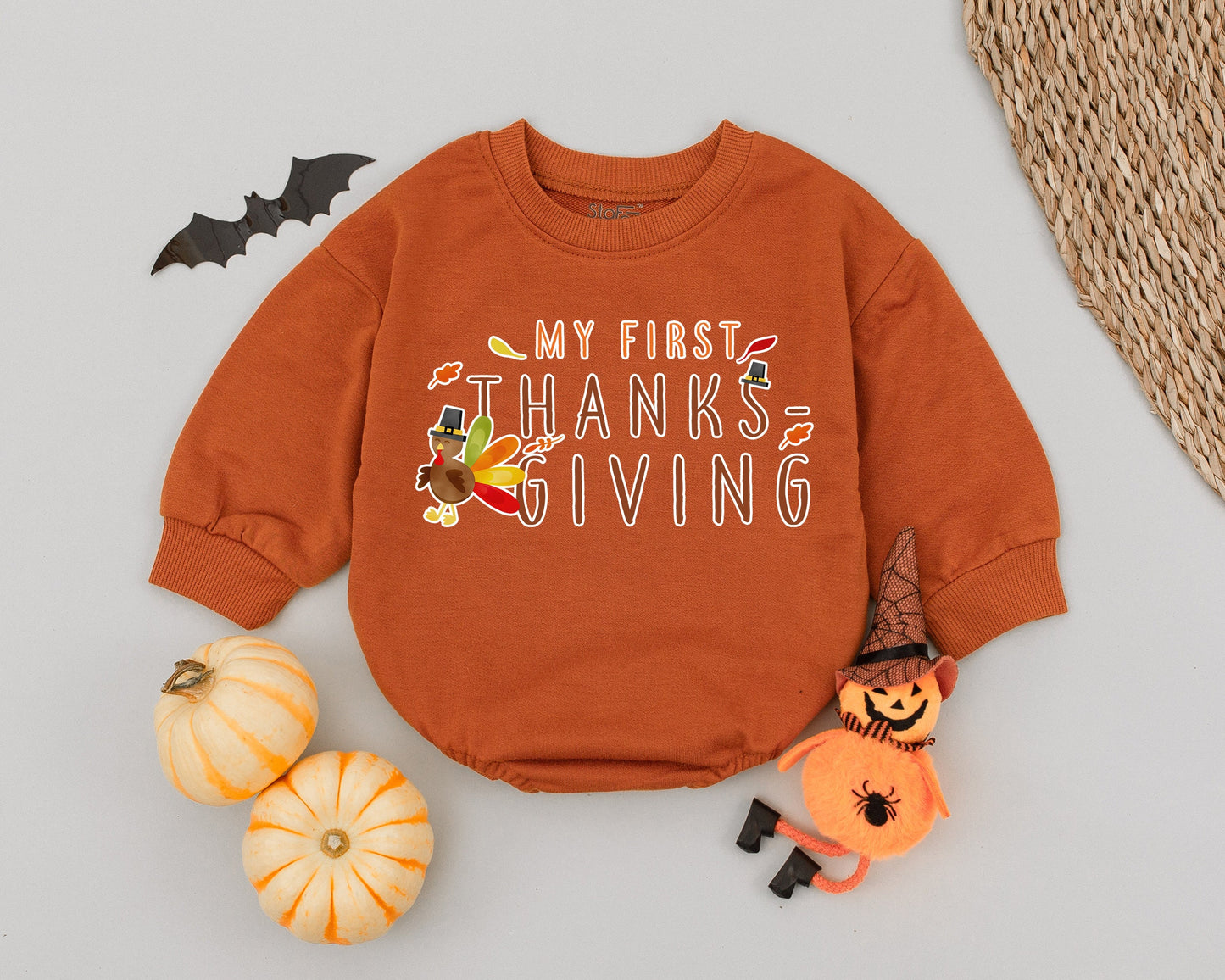 Baby's 1st Thanksgiving Romper: Cute Unisex Turkey Day Outfit