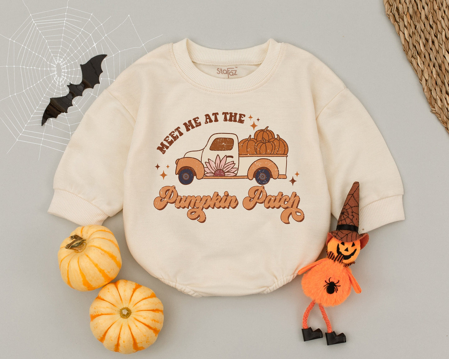 Pumpkin Patch Romper: First Halloween Unisex Fall Outfit