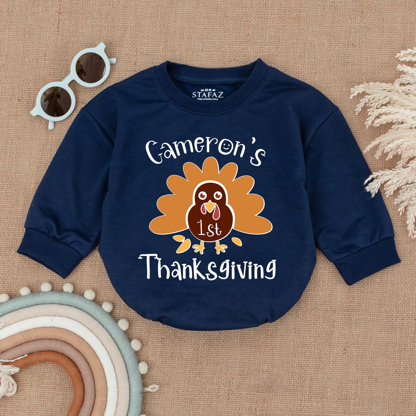 1st Thanksgiving Bubble Romper – Fall Turkey Bodysuit Baby Gift