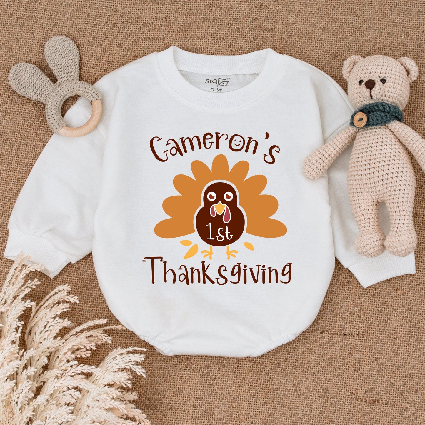 1st Thanksgiving Bubble Romper – Fall Turkey Bodysuit Baby Gift