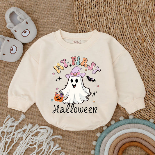 My First Halloween Baby Girl Bodysuit Cute Ghost Pumpkin Witch Hat Romper Infant Spooky Season Outfit