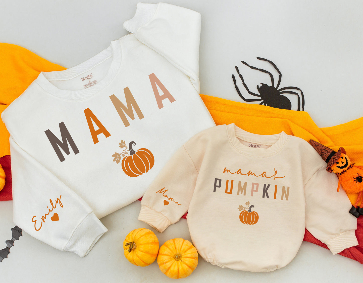 Mama and Mamas Pumpkin Patch Matching Fall Sweatsuit Mommy and Me Cozy Autumn Outfits Kids Thanksgiving Gift