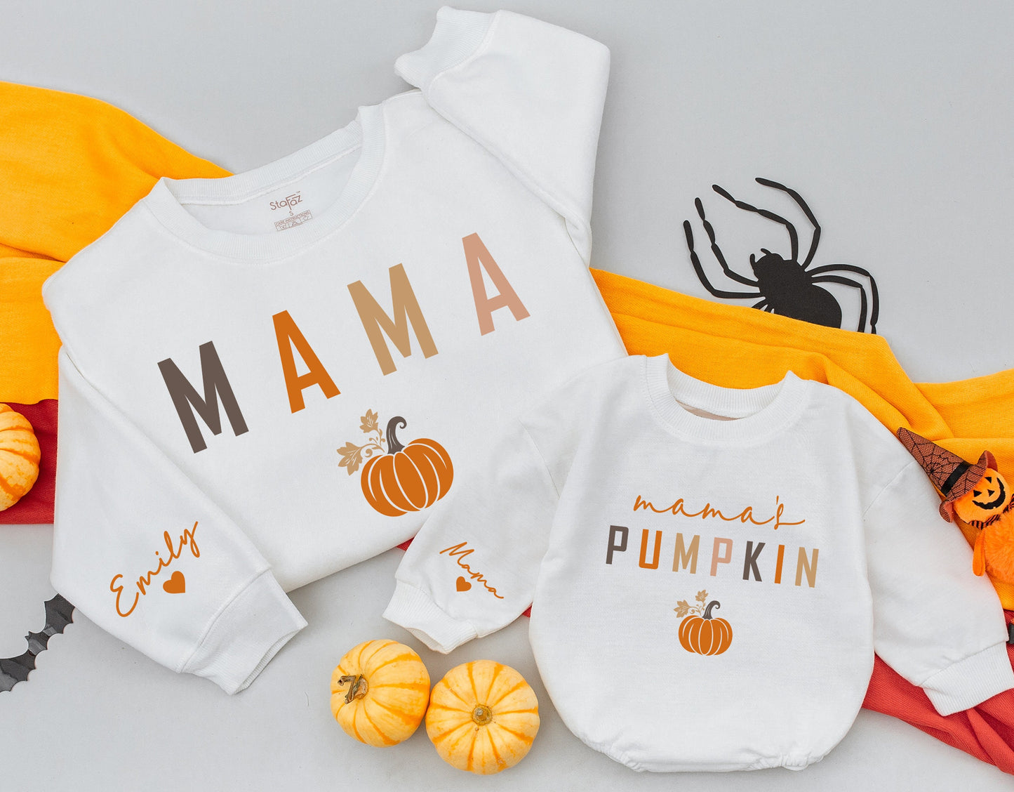 Mama and Mamas Pumpkin Patch Matching Fall Sweatsuit Mommy and Me Cozy Autumn Outfits Kids Thanksgiving Gift
