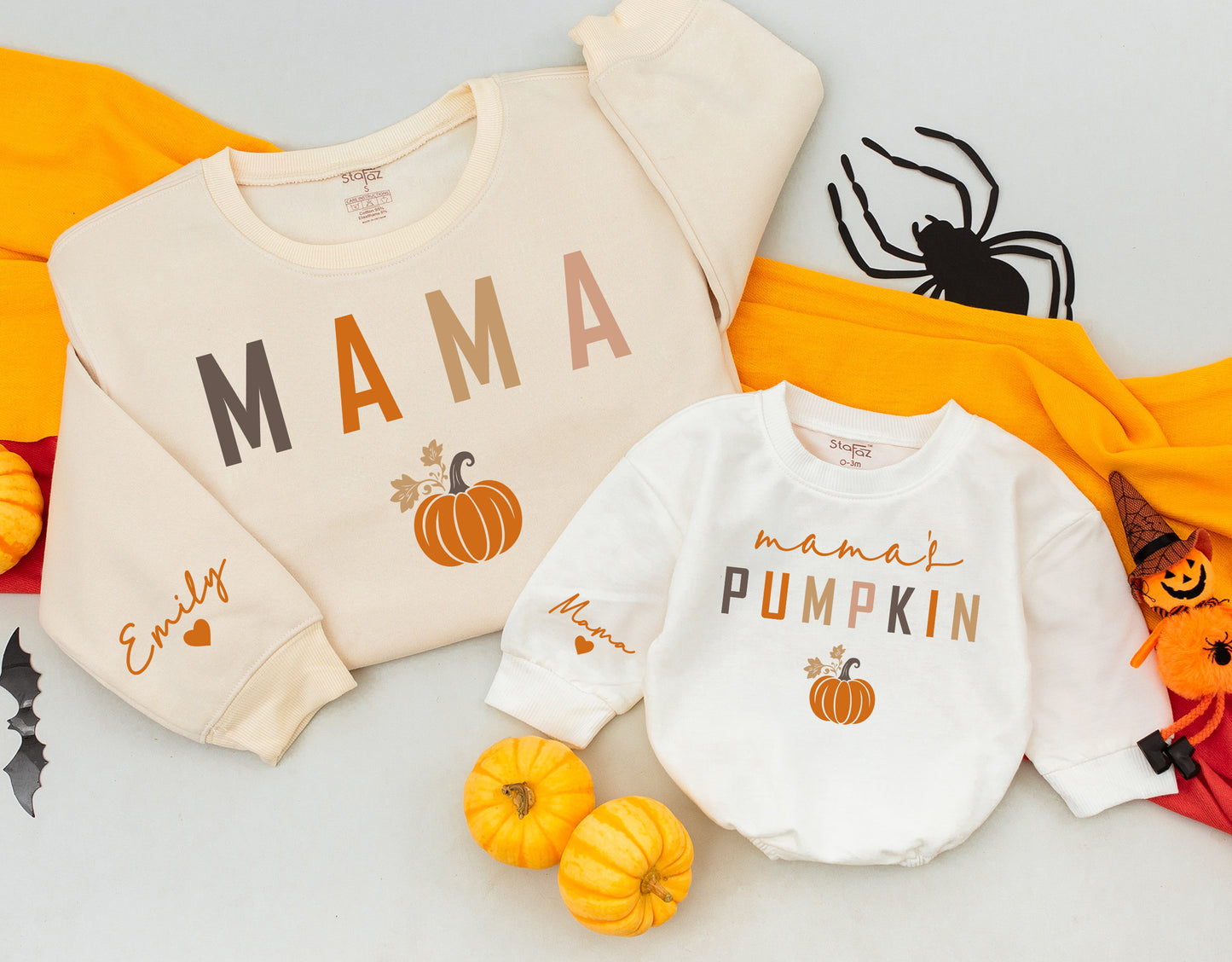 Mama and Mamas Pumpkin Patch Matching Fall Sweatsuit Mommy and Me Cozy Autumn Outfits Kids Thanksgiving Gift