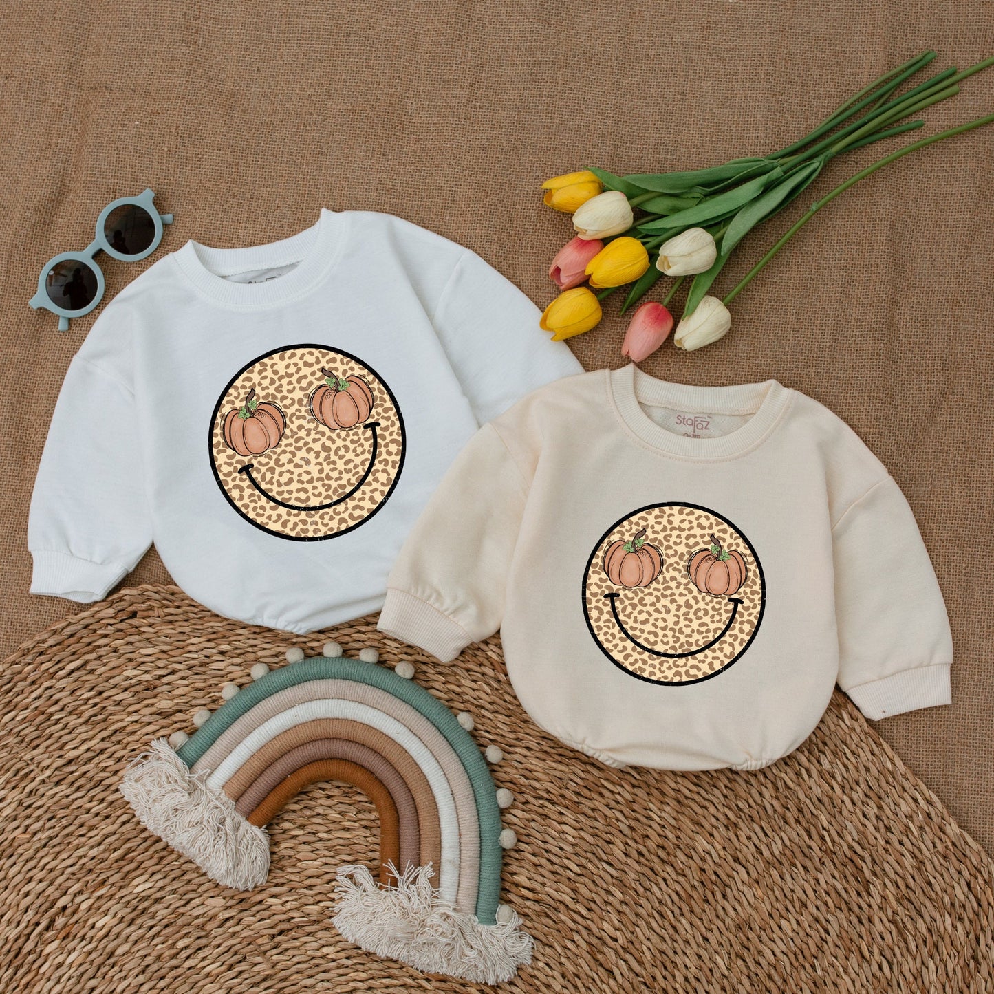 Retro Pumpkin Smile Baby Romper – Perfect Fall Baby Shower Gift