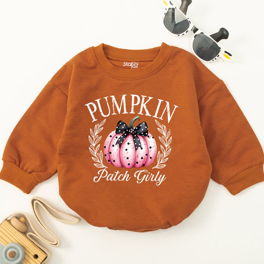 Autumn Baby Romper: Retro Pumpkin Patch Bodysuit for Thanksgiving