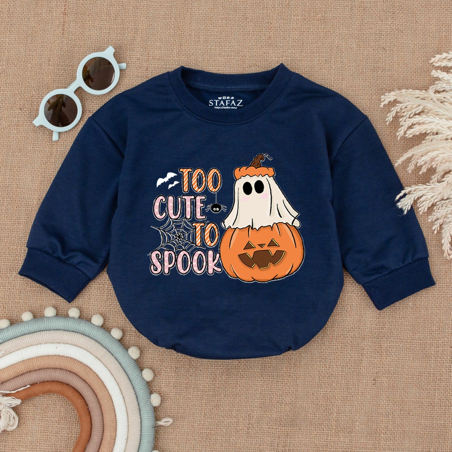 Too Cute To Spook Halloween Romper Baby Girl Outfit Pumpkin Ghost Spiderweb Design First Halloween Gift 138 Characters