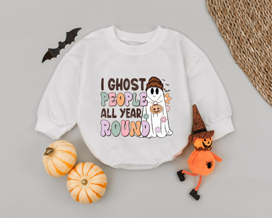 Year-Round Ghost Baby Romper - Retro Halloween Costume for Kids