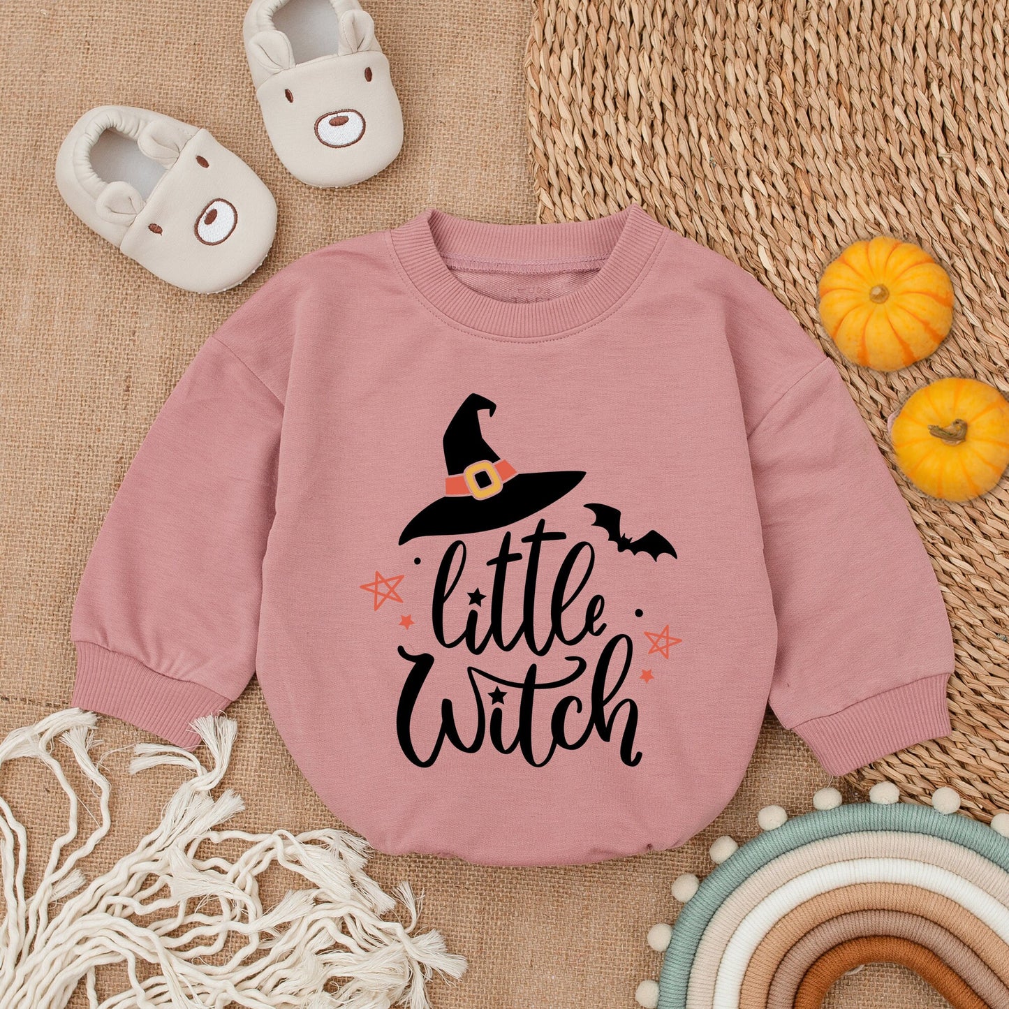 Retro Little Witch Halloween Baby Romper: First Halloween Outfit