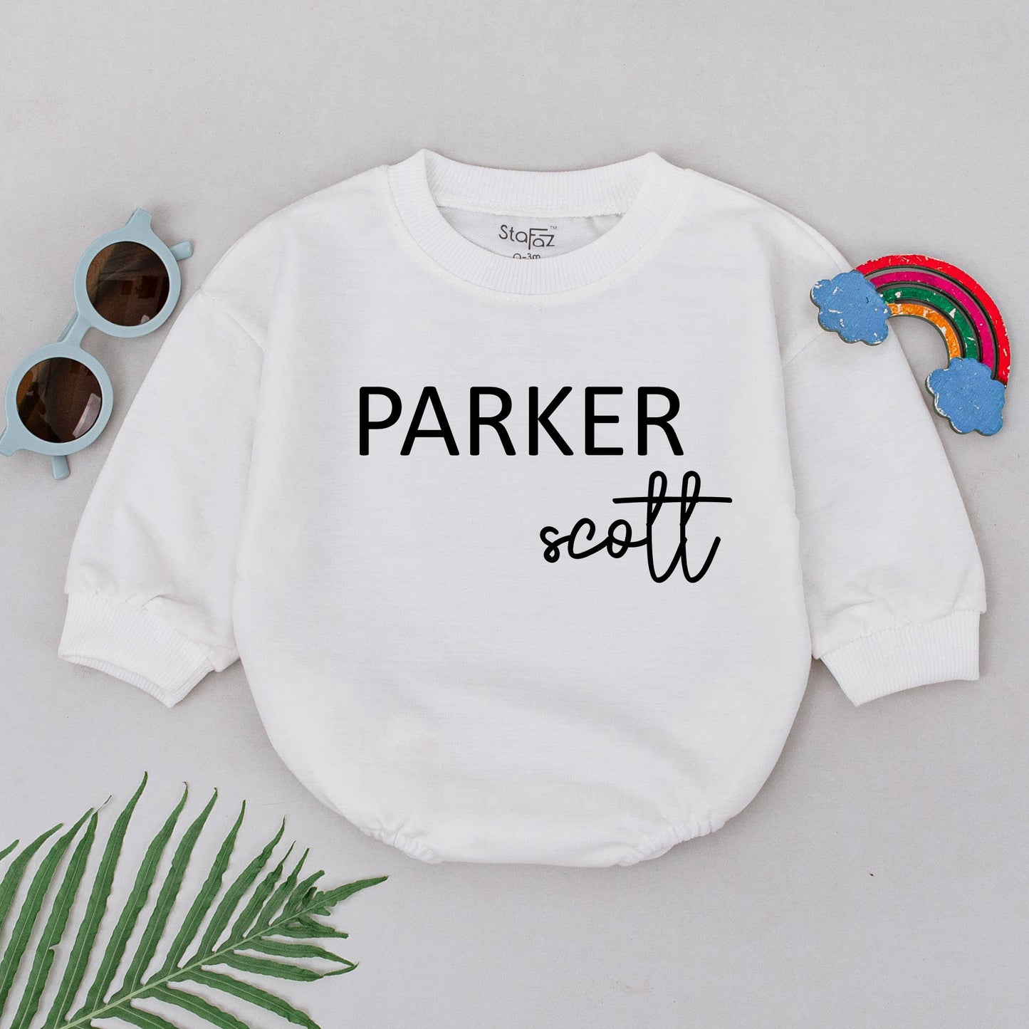 Custom First & Middle Name Romper, Baby Shower Gift, Unisex Bodysuit