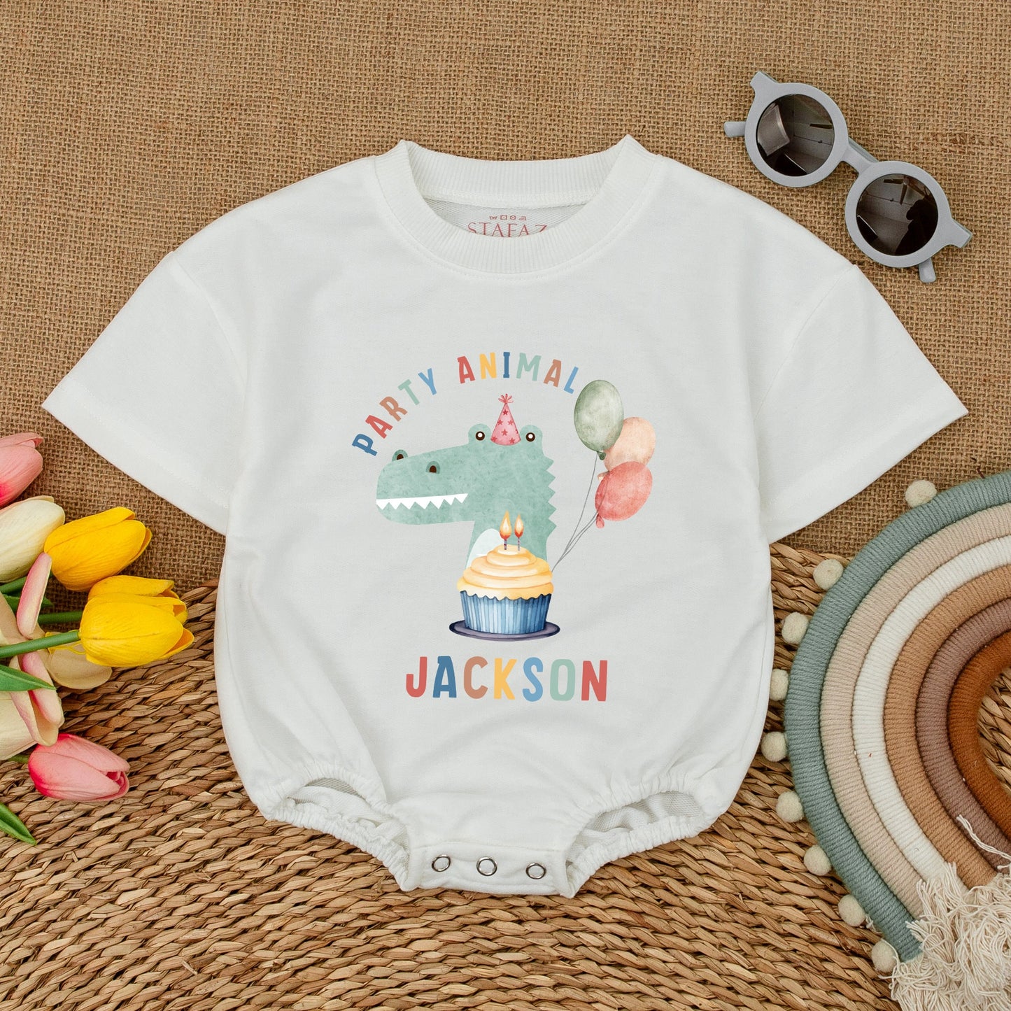 Safari Party Animal Romper: Zoo Theme Birthday Bodysuit Outfit