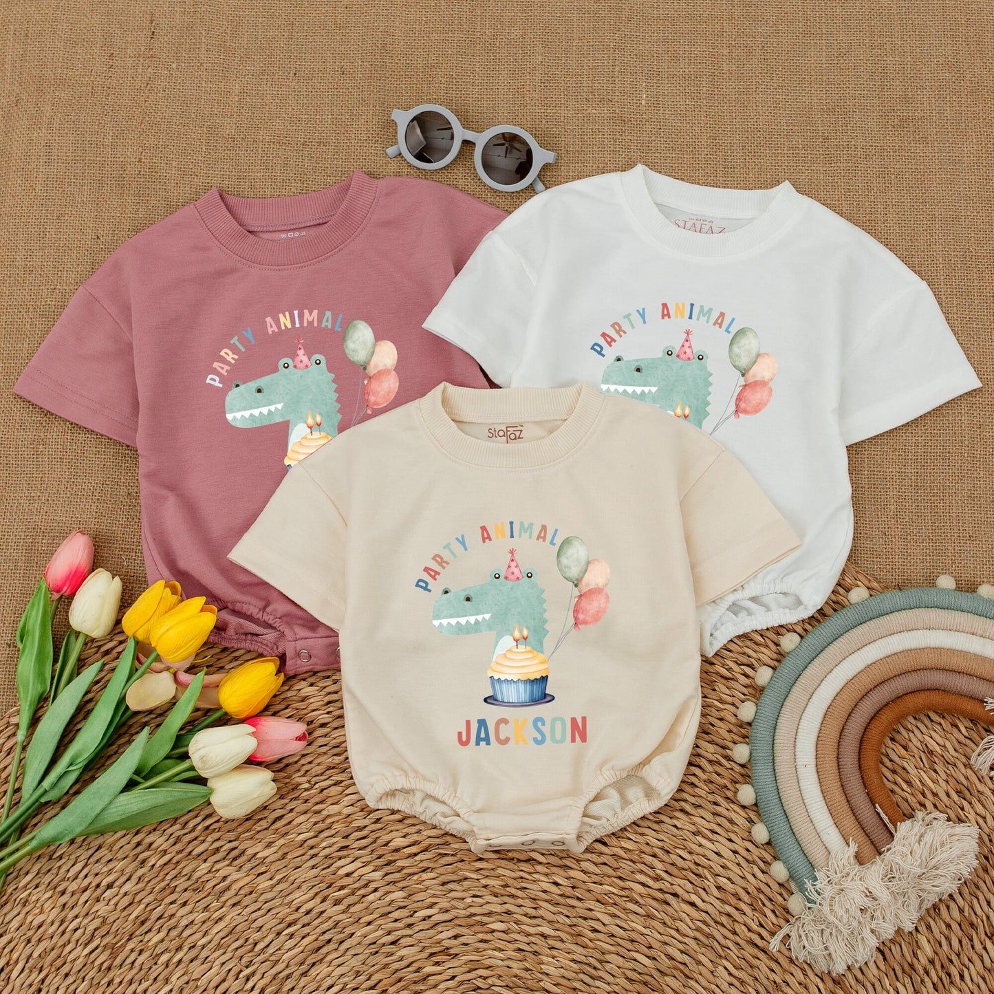 Safari Party Animal Romper: Zoo Theme Birthday Bodysuit Outfit