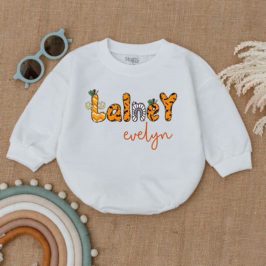 My First Halloween Outfit Pumpkin Bubble Romper Baby Boy Costume, Customized Halloween Baby Clothes Shower Gift Natural Bodysuit Newborn Boy Girl 137
