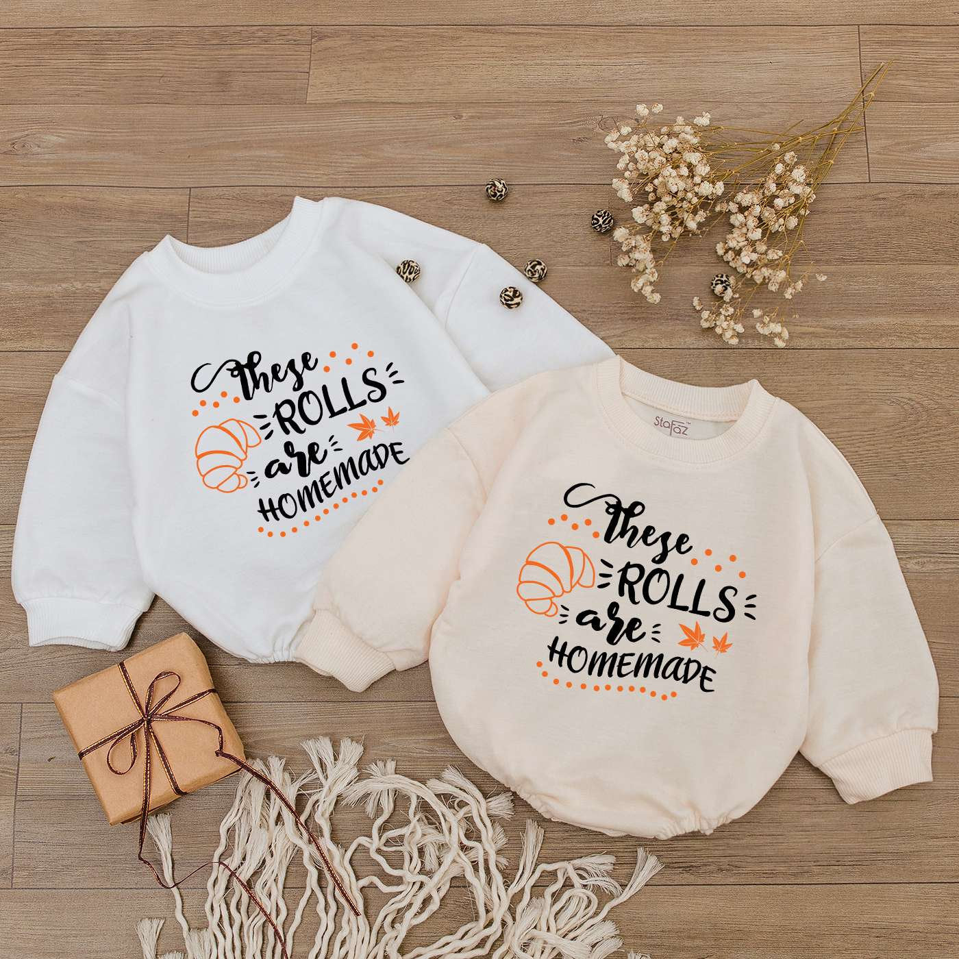 These Rolls Are Homemade Baby Bodysuit Fall Thanksgiving Halloween Outfit Cute Pumpkin Newborn Romper Soft Cotton Shirt