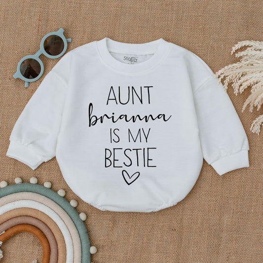 Personalized Auntie's Bestie Baby Bodysuit Infant Coming Home Outfit Gift from Aunt Baby Shower Apparel for Newborn Girls Boys