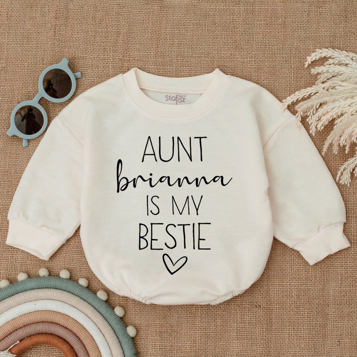 Personalized Auntie's Bestie Baby Bodysuit Infant Coming Home Outfit Gift from Aunt Baby Shower Apparel for Newborn Girls Boys
