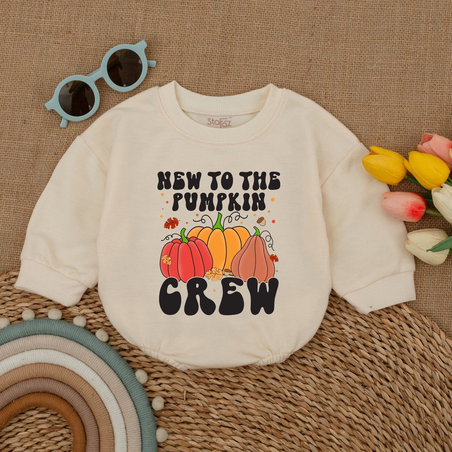 Pumpkin Crew Baby Bodysuit: Fall Outfit & Thanksgiving Gift
