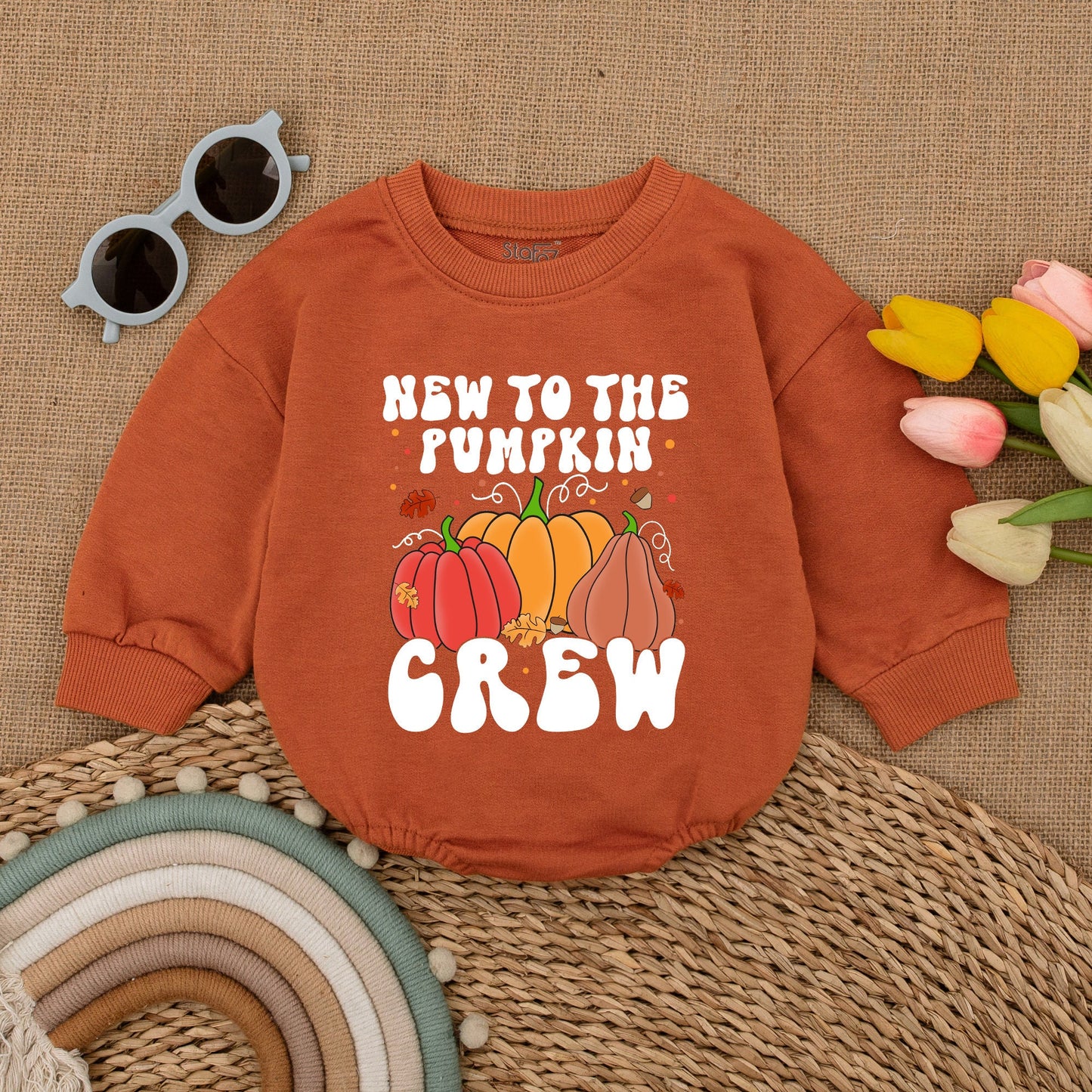 Pumpkin Crew Baby Bodysuit: Fall Outfit & Thanksgiving Gift
