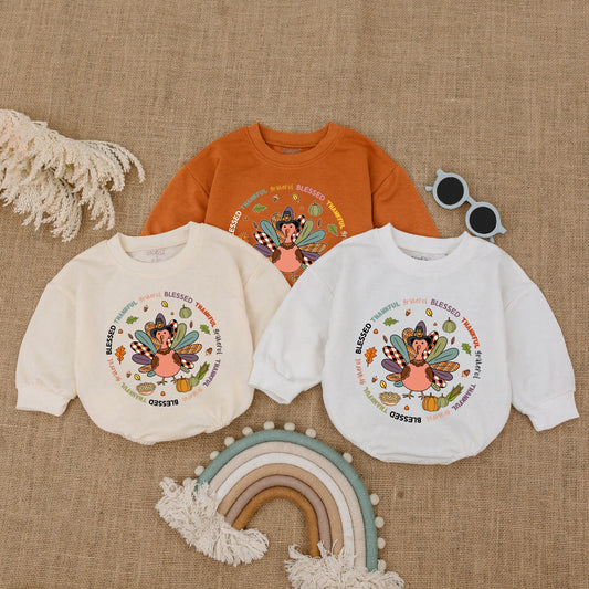 Thanksgiving Baby Romper: Turkey Outfit, Fall Bodysuit, Shower Gift
