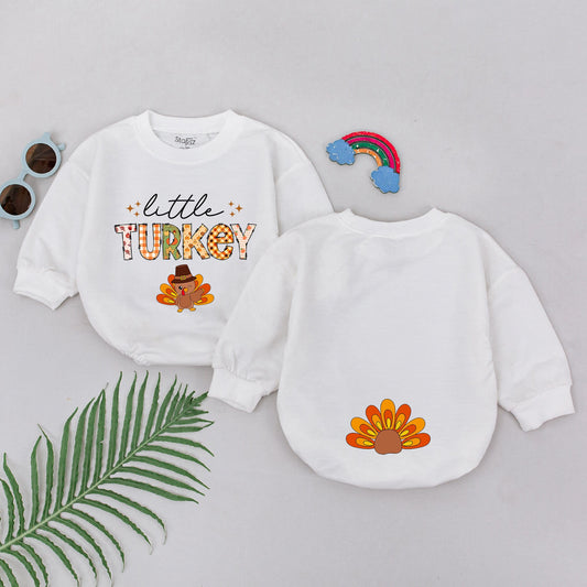 Baby's First Thanksgiving Turkey Romper Outfit | Fall Announcement Gift | Thankful Turkey Day Coming Home