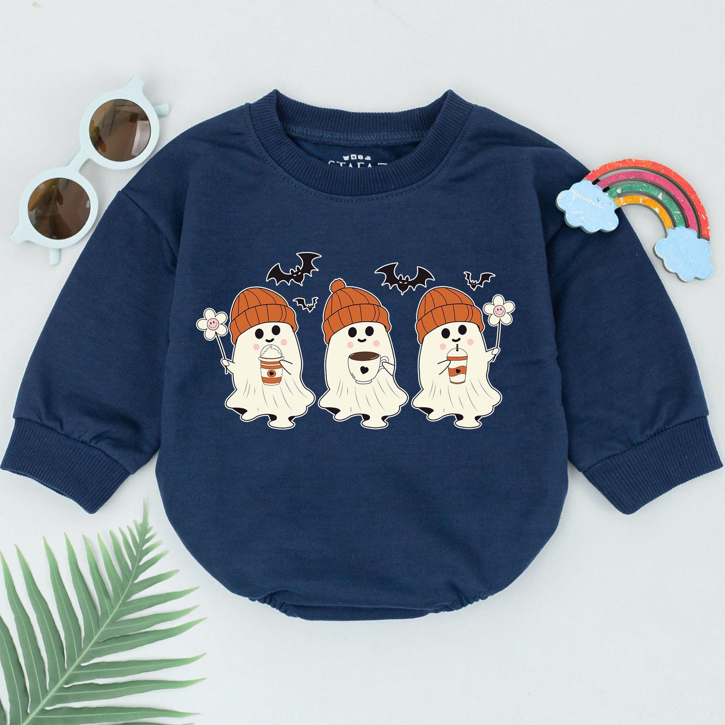 Baby's Spooky Pumpkin Ghost Romper - First Halloween Outfit Gift