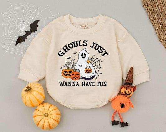 Spooky Fun Halloween Romper: Vintage Ghost Outfit for Babies