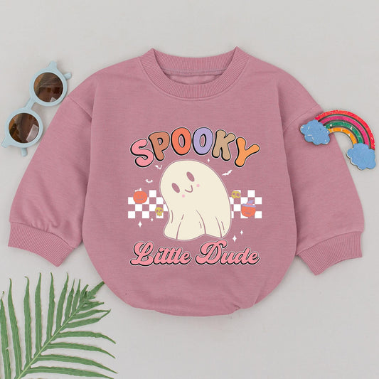 Spooky Little Dude Romper Retro Ghost Halloween Outfit Baby Shower Gift Newborn Girl First Halloween Season