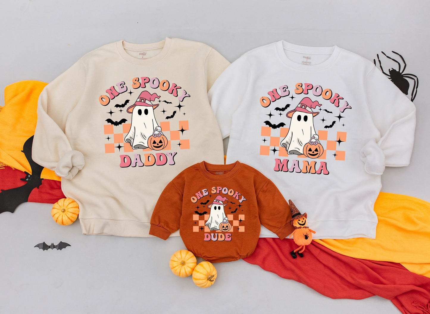 One Spooky Dude Halloween Birthday Sweater Baby Toddler Pumpkin Candy Bucket Retro Witch Hat Kids Fall Holiday Sweatshirt