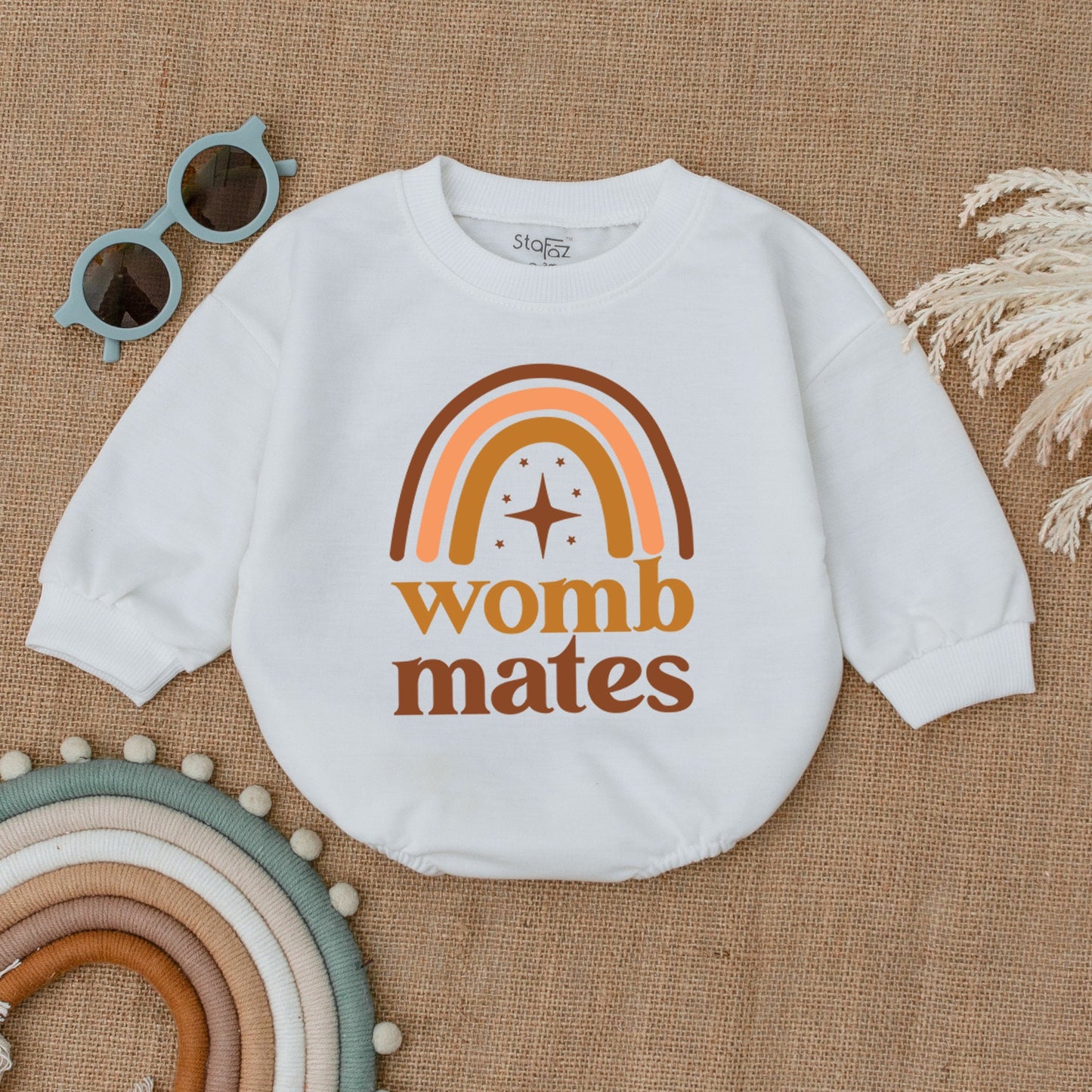 Twin Onesies, Womb Mates Twin Bodysuit - Funny & Cute Outfit for Twin Babies, Newborn Twin Boy/Girl Outfits
