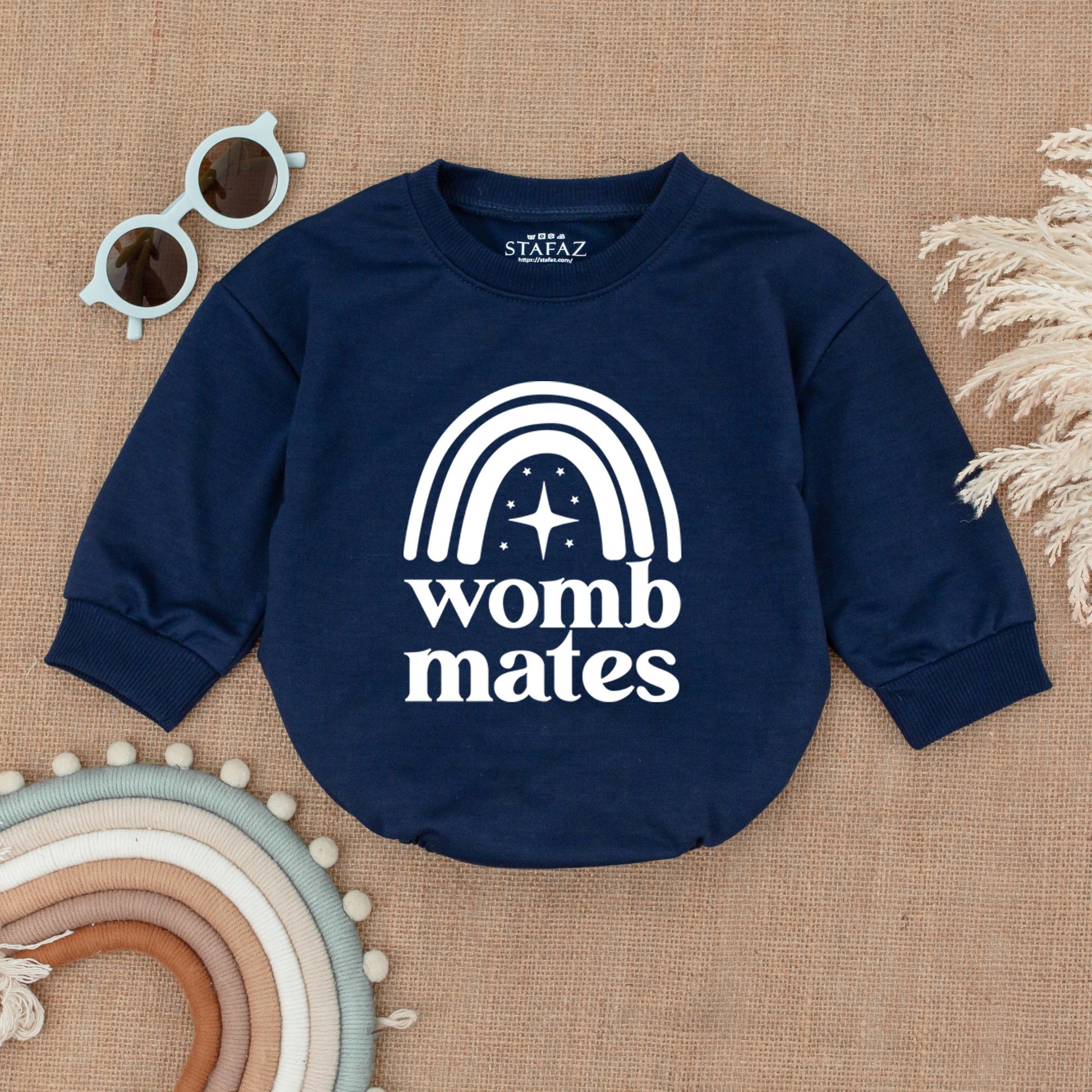 Twin Onesies, Womb Mates Twin Bodysuit - Funny & Cute Outfit for Twin Babies, Newborn Twin Boy/Girl Outfits