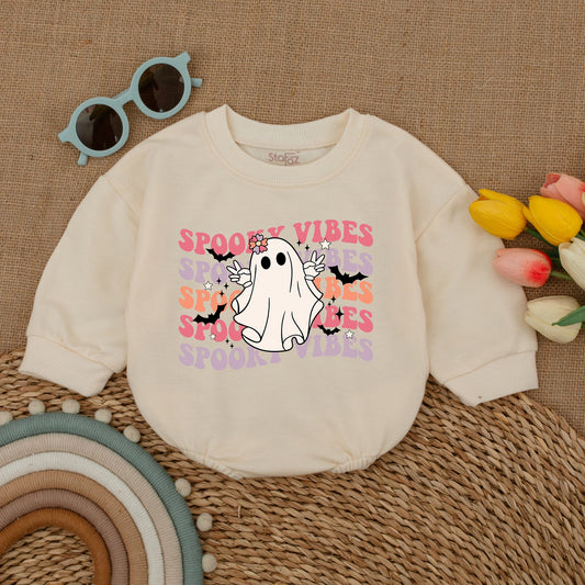 Cute Fall Baby Romper – Halloween Ghost Bodysuit for Girls