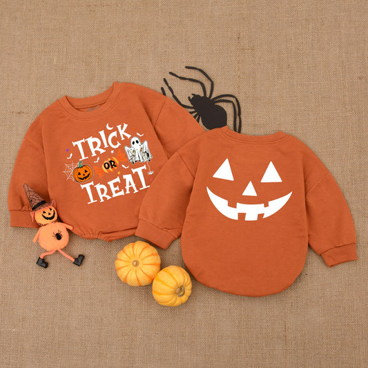 First Halloween Outfit: Pumpkin Bubble Romper & Bodysuit Set
