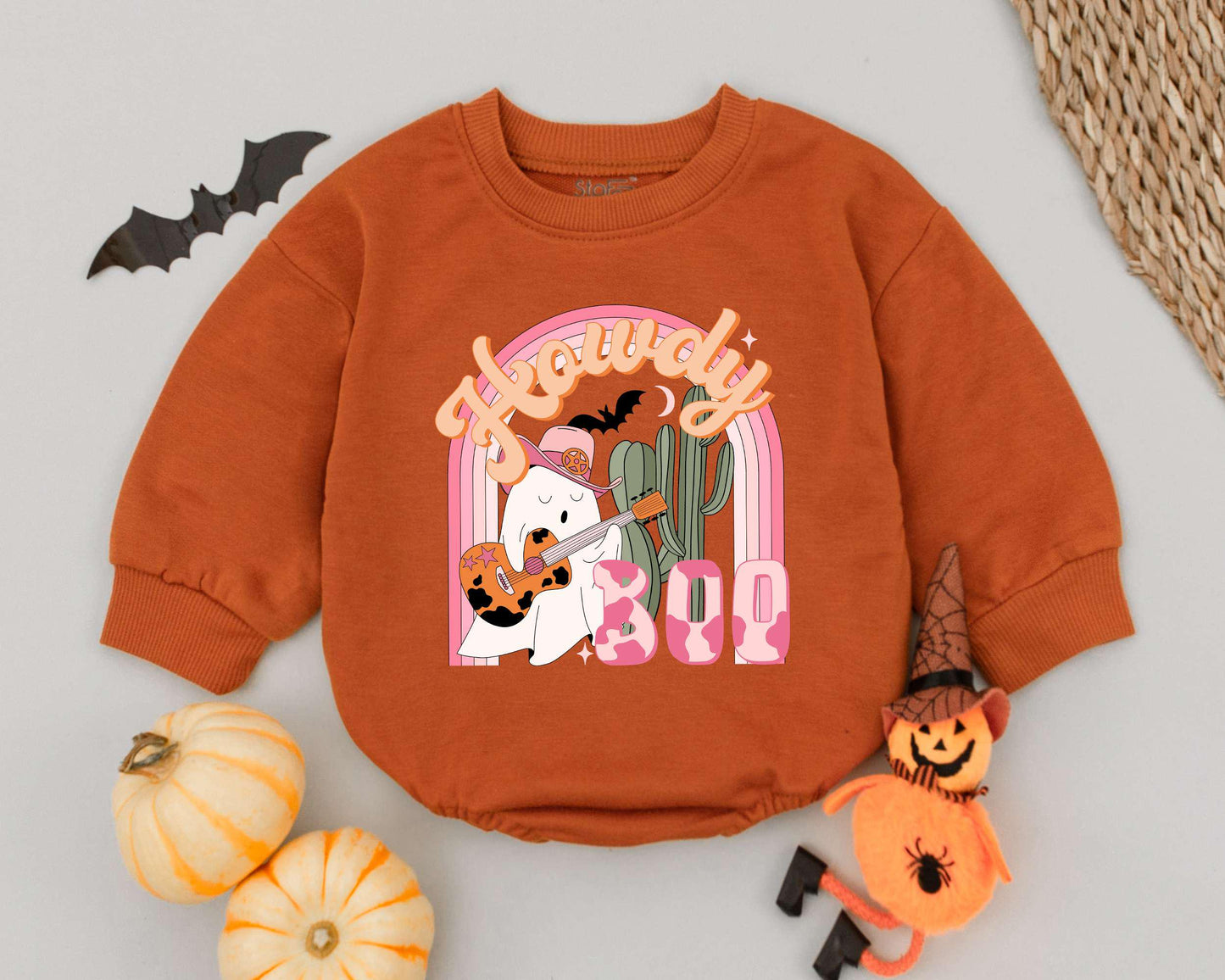 Western Halloween Baby Romper & Toddler Outfit – Cute Ghost Design