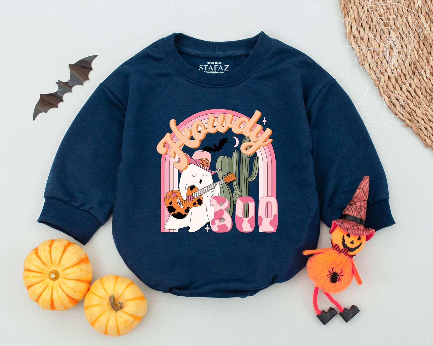 Western Halloween Baby Romper & Toddler Outfit – Cute Ghost Design