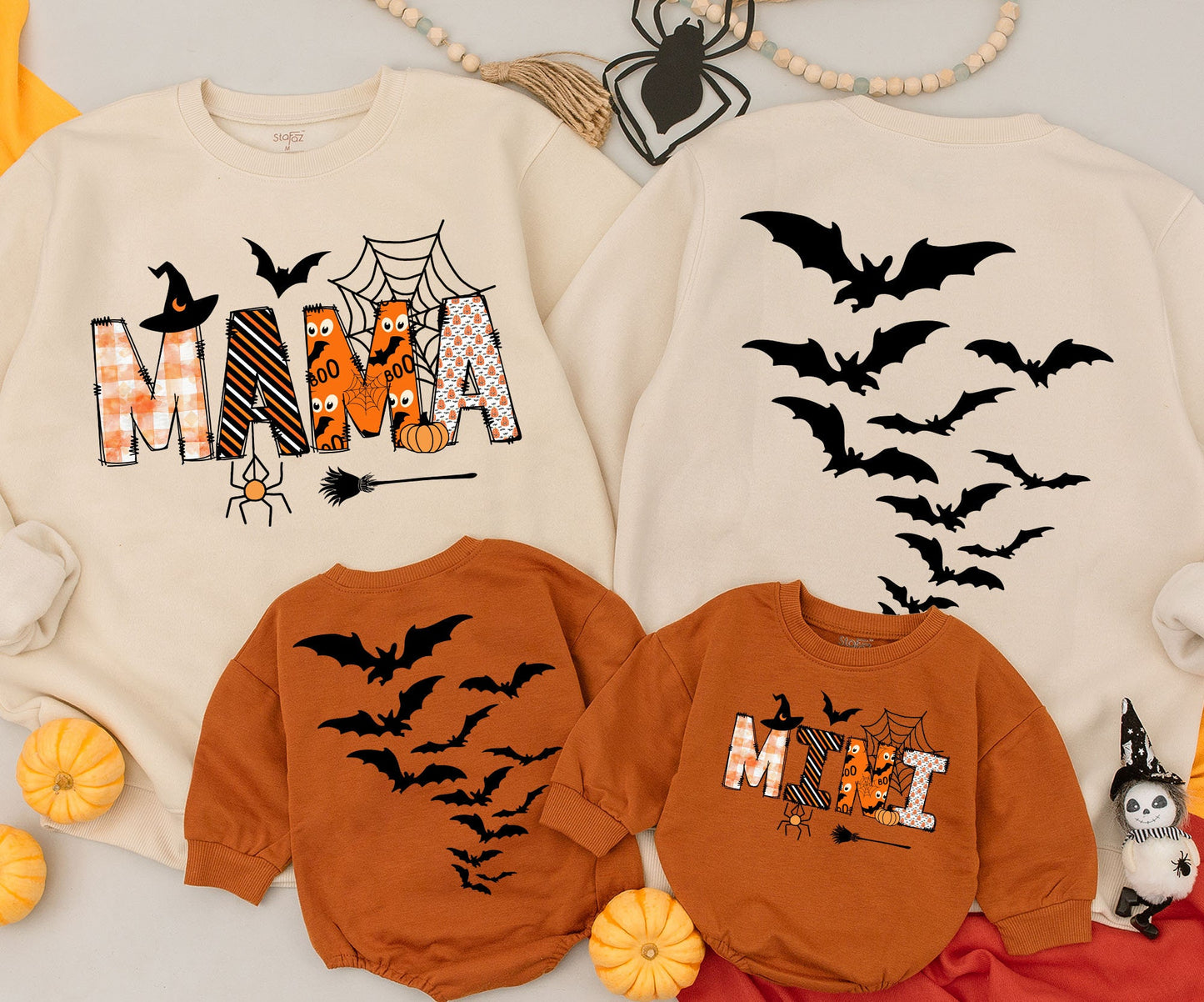 Matching Mommy & Me Halloween Set: Cozy Sweatshirt + Baby Romper