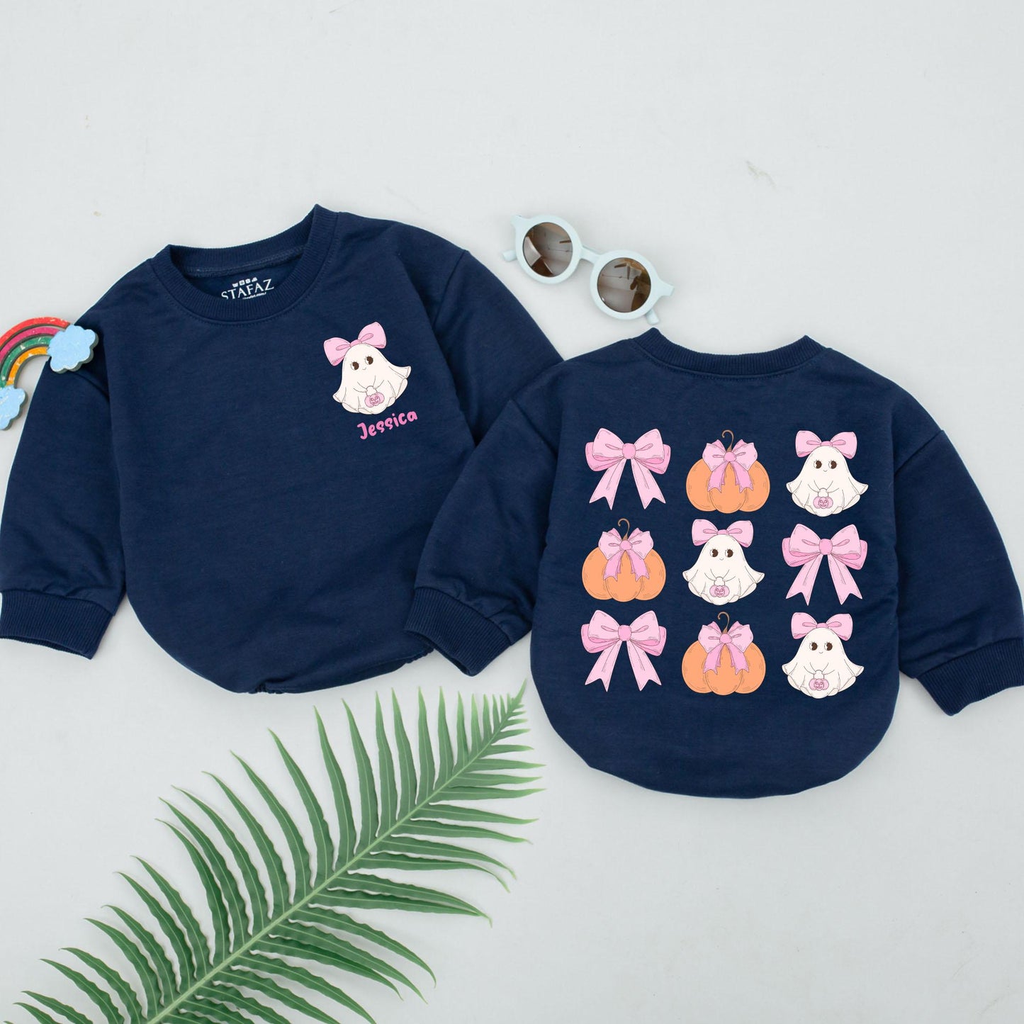 Ghostly Personalized Rompers for Baby Girls' First Halloween Fun