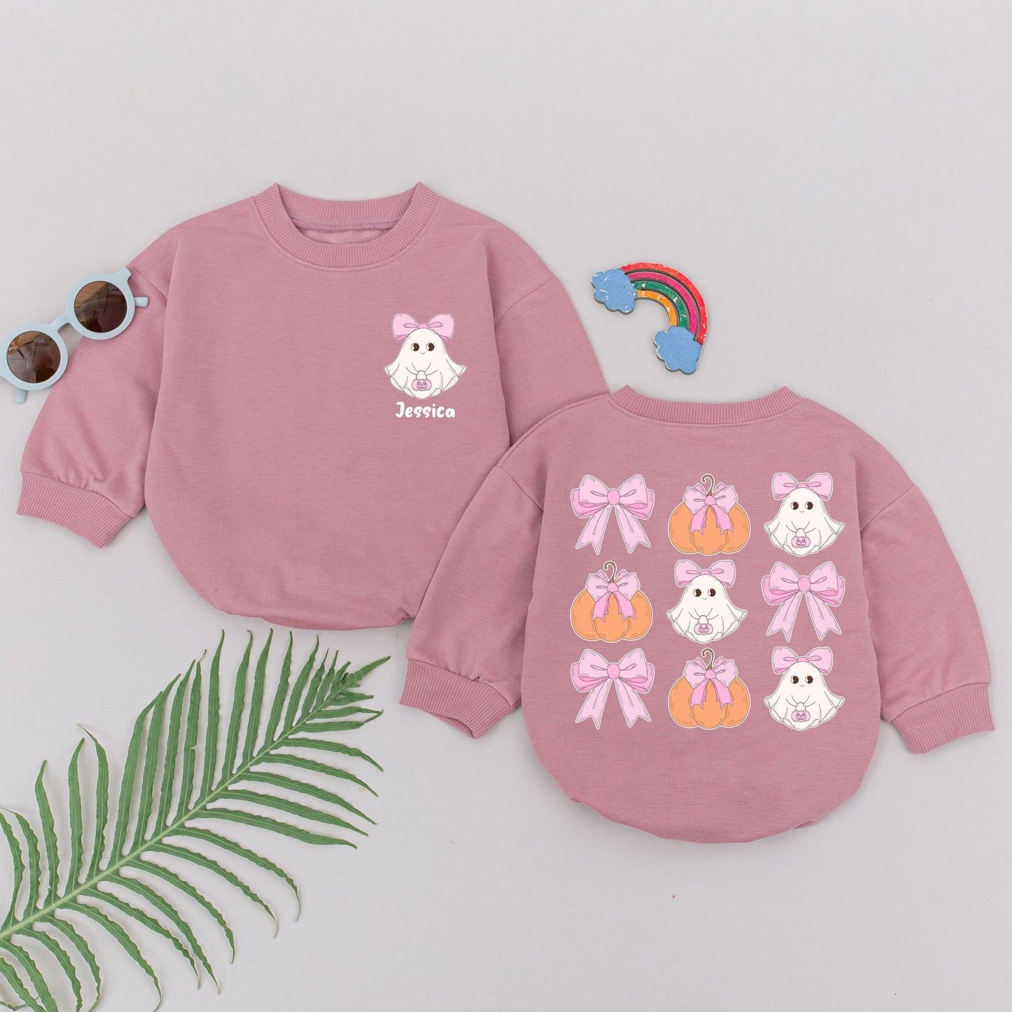 Ghostly Personalized Rompers for Baby Girls' First Halloween Fun