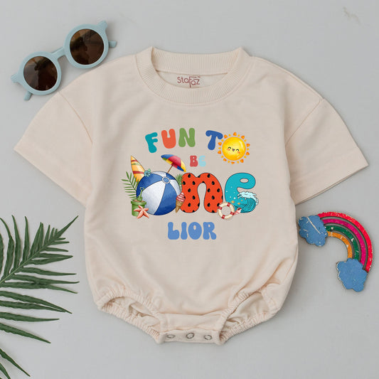 Fun to Be One Personalized Birthday Romper, Beach Theme First Birthday Outfit, Custom Name Baby Bodysuit, Cake Smash Outfit, Summer Pool Party Outfit 138