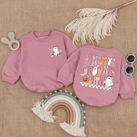 In My Spooky Era Halloween Romper Set Baby's First Outfit Vintage Ghost Pumpkin Bodysuit Checkered Design Whimsical Shower Gift Baby Boy Costume 138 chars