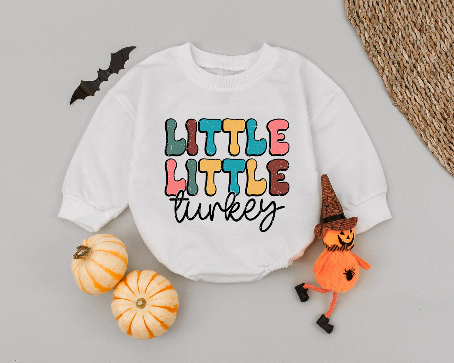Vintage Turkey Baby Romper - 1st Thanksgiving Outfit & Fall Style
