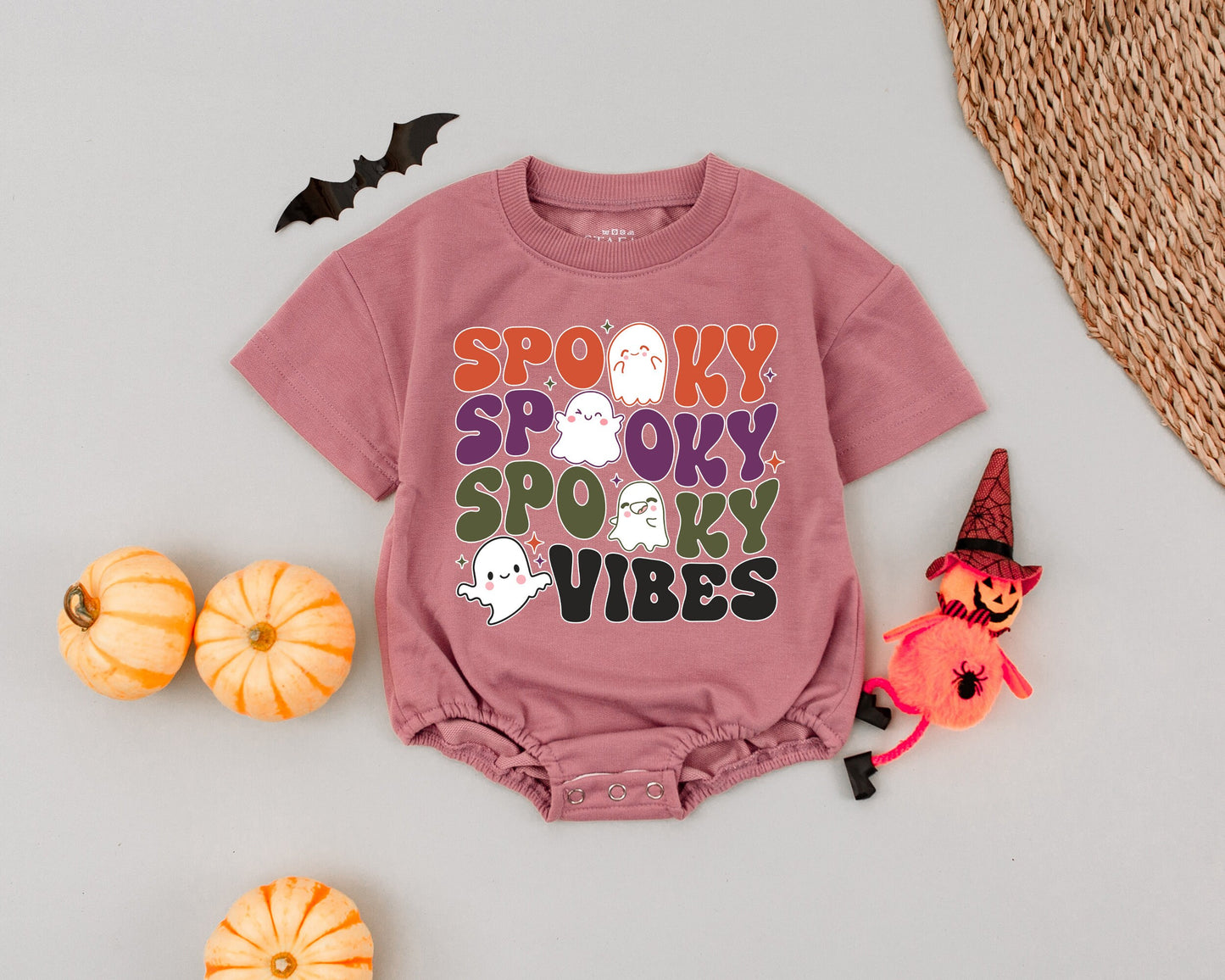 Retro Halloween Romper: Spooky Vibes Outfit for Baby Boys & Girls