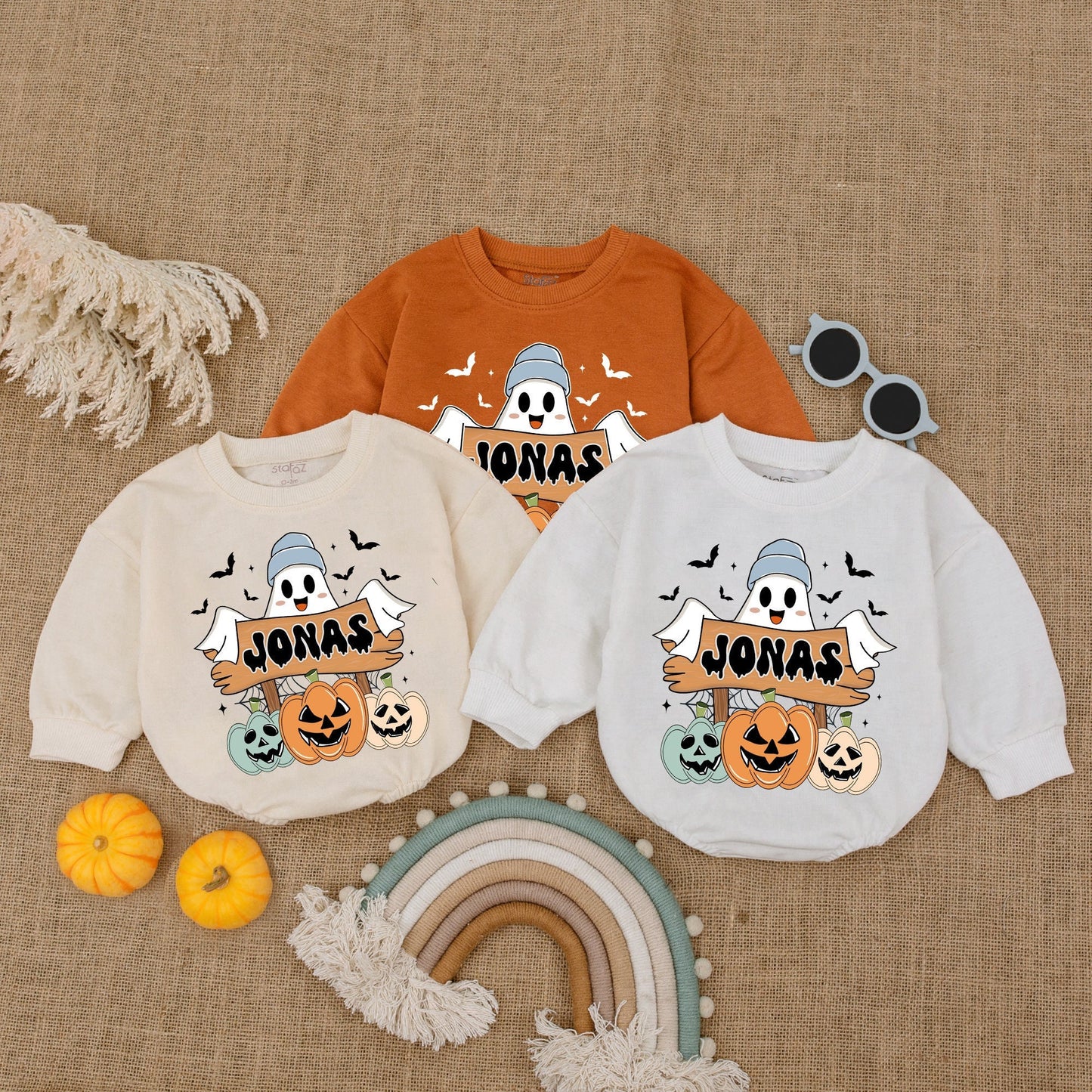 Personalized Spooky Baby Romper - Halloween Ghost Farm Bodysuit