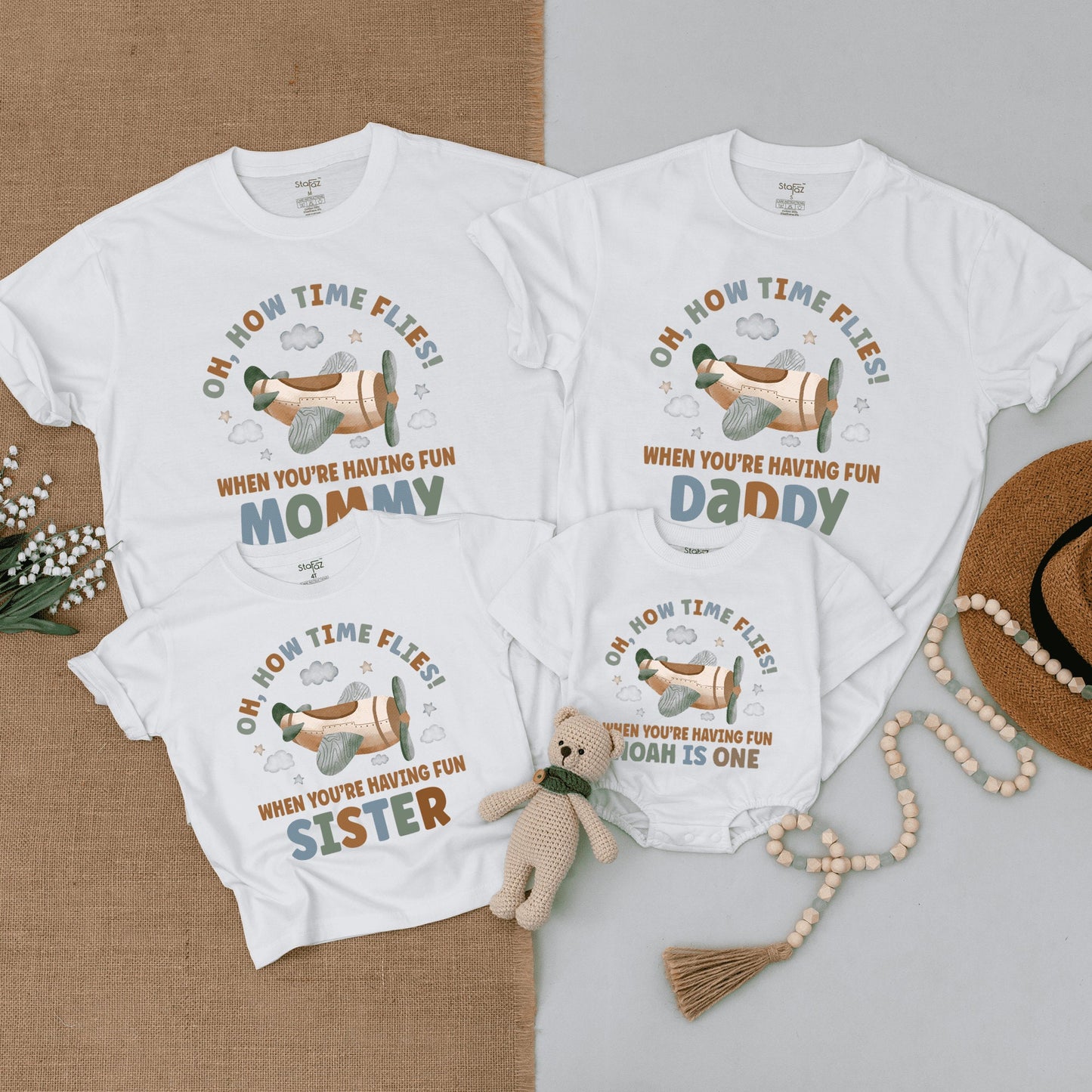 Airplane Birthday Shirts: Family Outfits, Baby Bodysuit, Time Flies